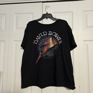 David Bowie Lightning Bolt Leopard Print Graphic Tee - XXL (20) - Black